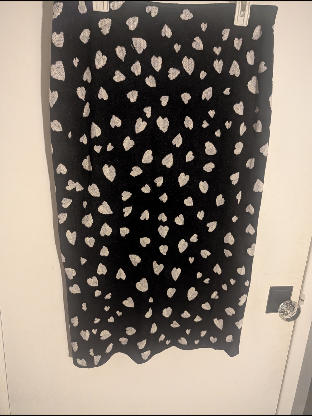 Ann Taylor Black Pencil Skirt with White Heart Print